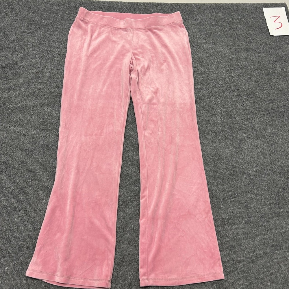 Juicy Couture Pants Womens Size L Pink Velour Flare Leg Y2K Soft Track Pants